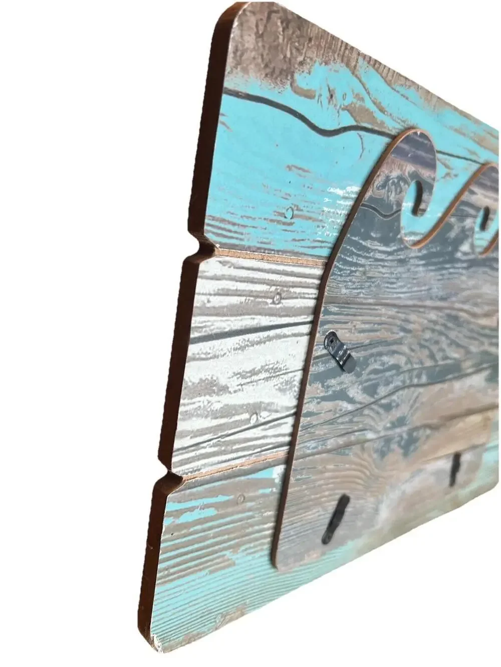 Primary: Nautical Wood Wave Picture Frame - Distressed Blue & White Beach Decor